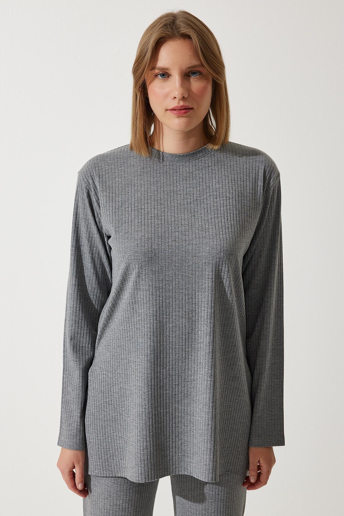 Grey Ribbed Knitted Co-Ord Set, , large image number 4
