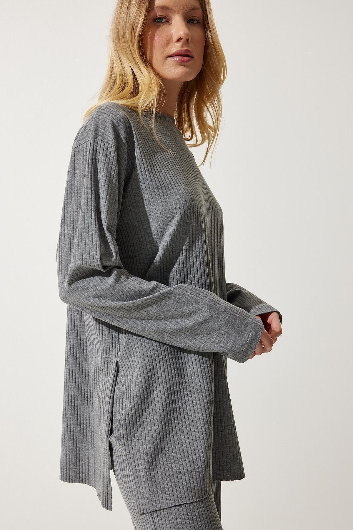 Grey Ribbed Knitted Co-Ord Set, , large image number 5