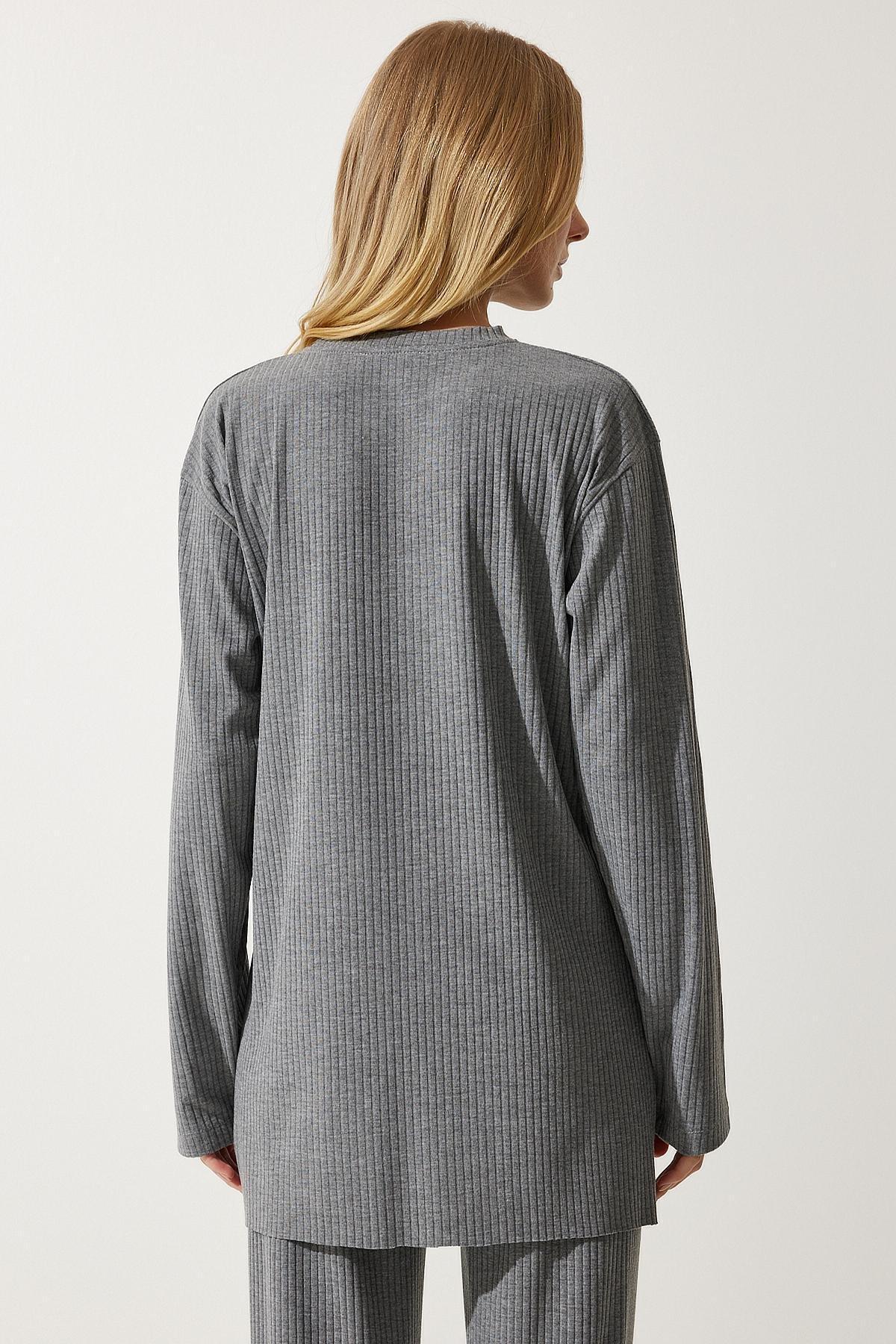 Grey Ribbed Knitted Co-Ord Set, , large image number 9