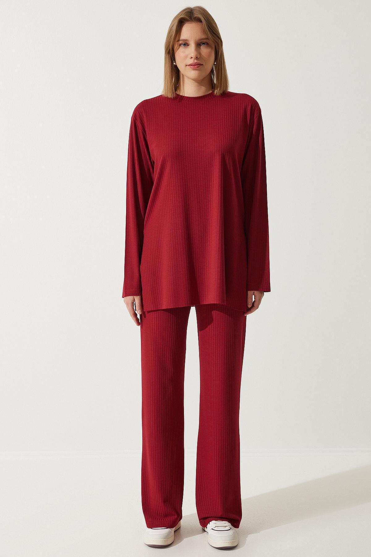 Red Corded Knitted Co-Ord Set, C101_5690, large image number 0