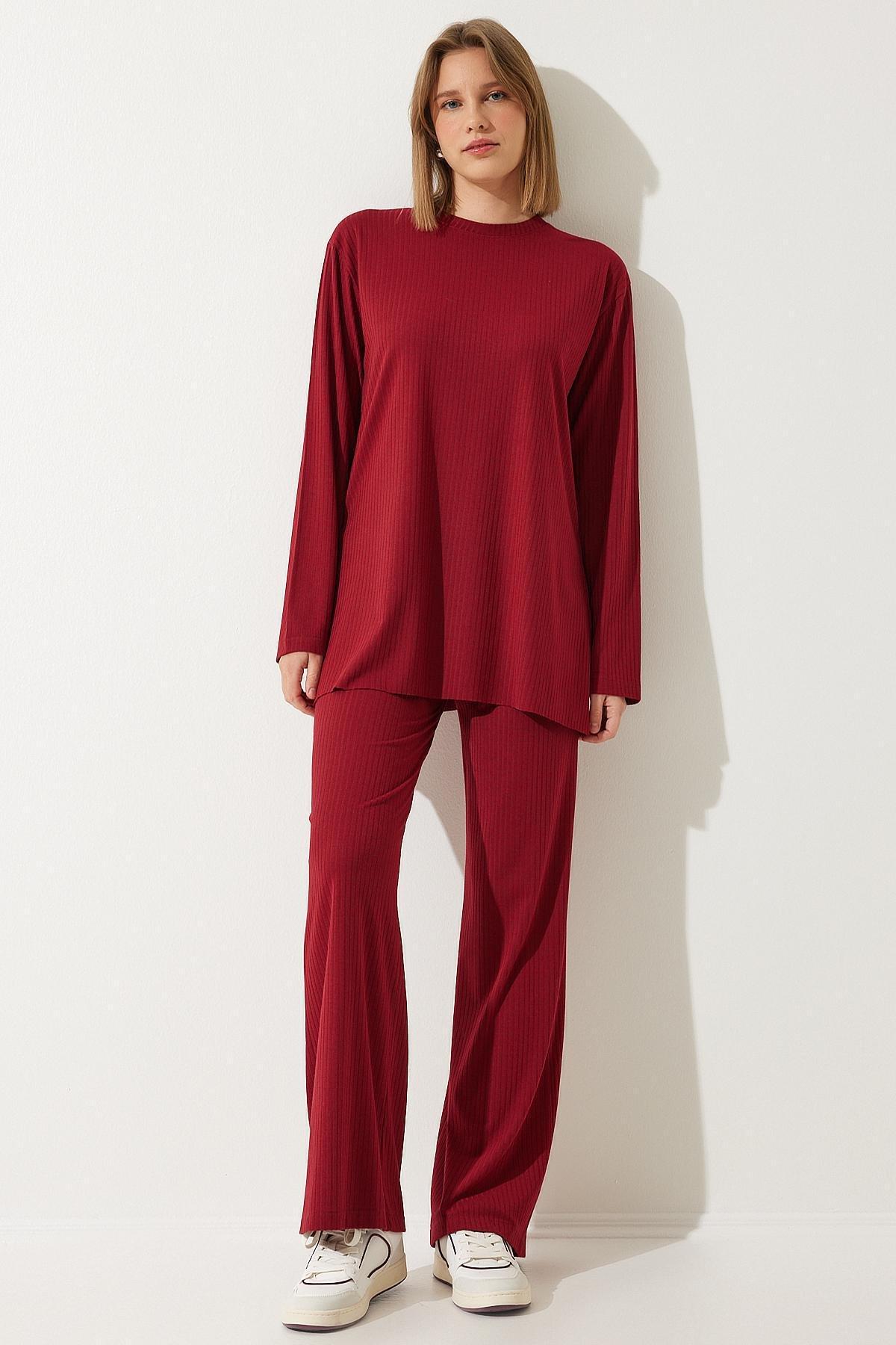 Red Corded Knitted Co-Ord Set, C101_5690, large image number 1