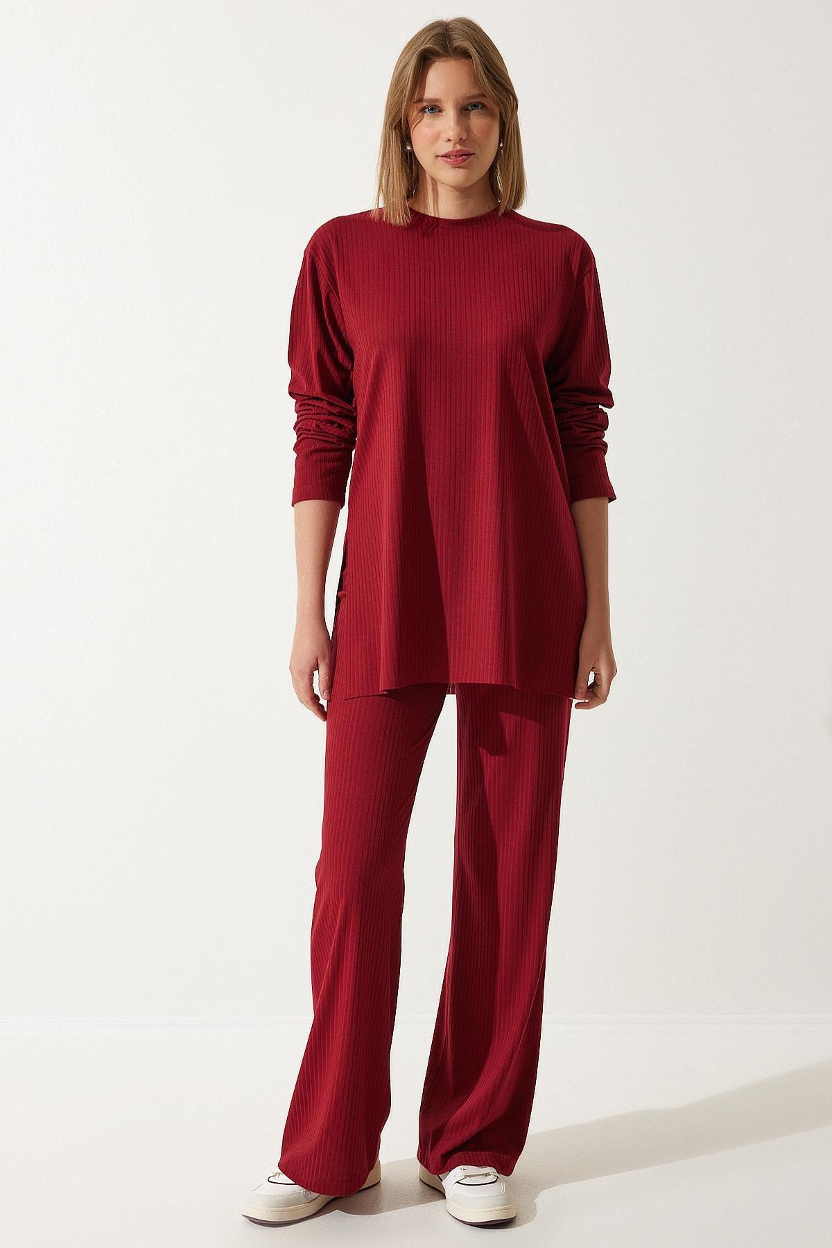 Red Corded Knitted Co-Ord Set, C101_5690, large image number 2