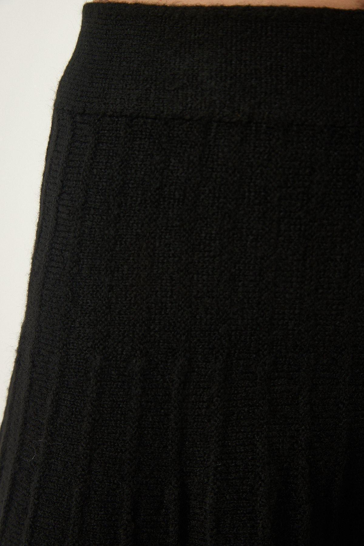 Womens Black Turtleneck Sweater Skirt Knitwear Suit YY00195, 2s, BLACK, large image number 4