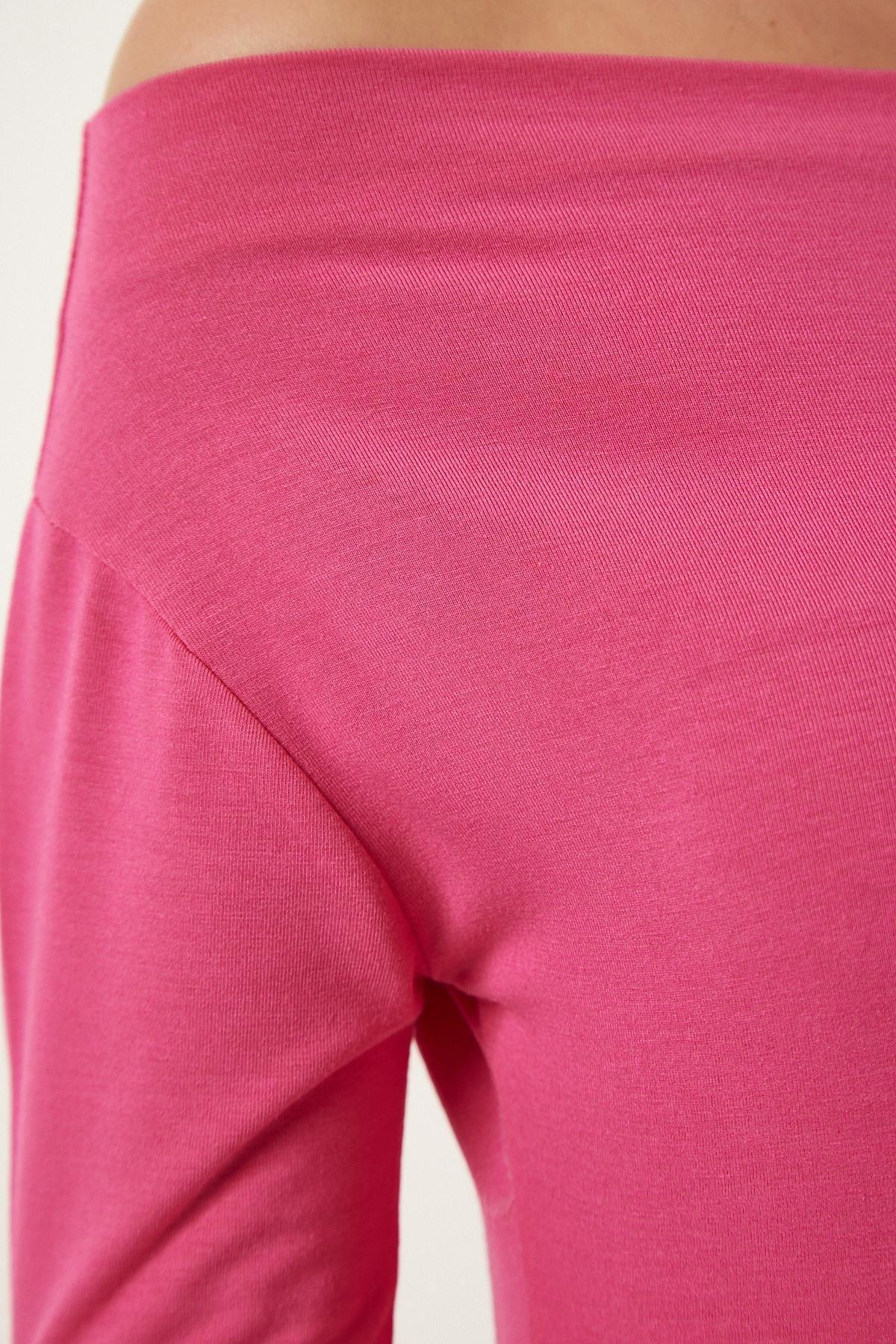 Pink Boat Neck Knitted Blouse, , large image number 3