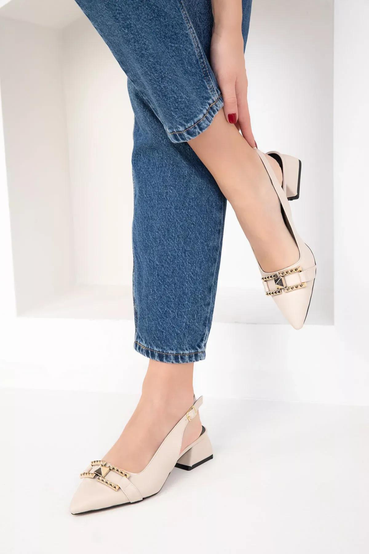 Beige Classic Heeled Shoes, , large image number 1