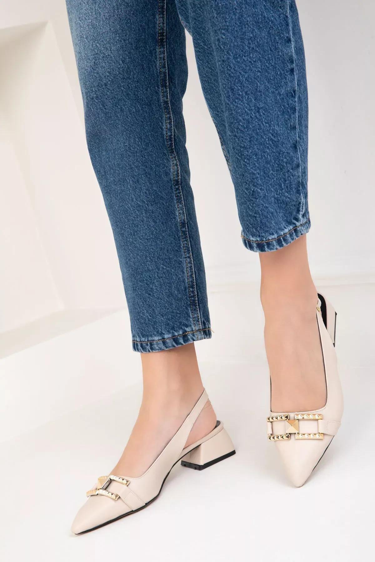 Beige Classic Heeled Shoes, , large image number 2