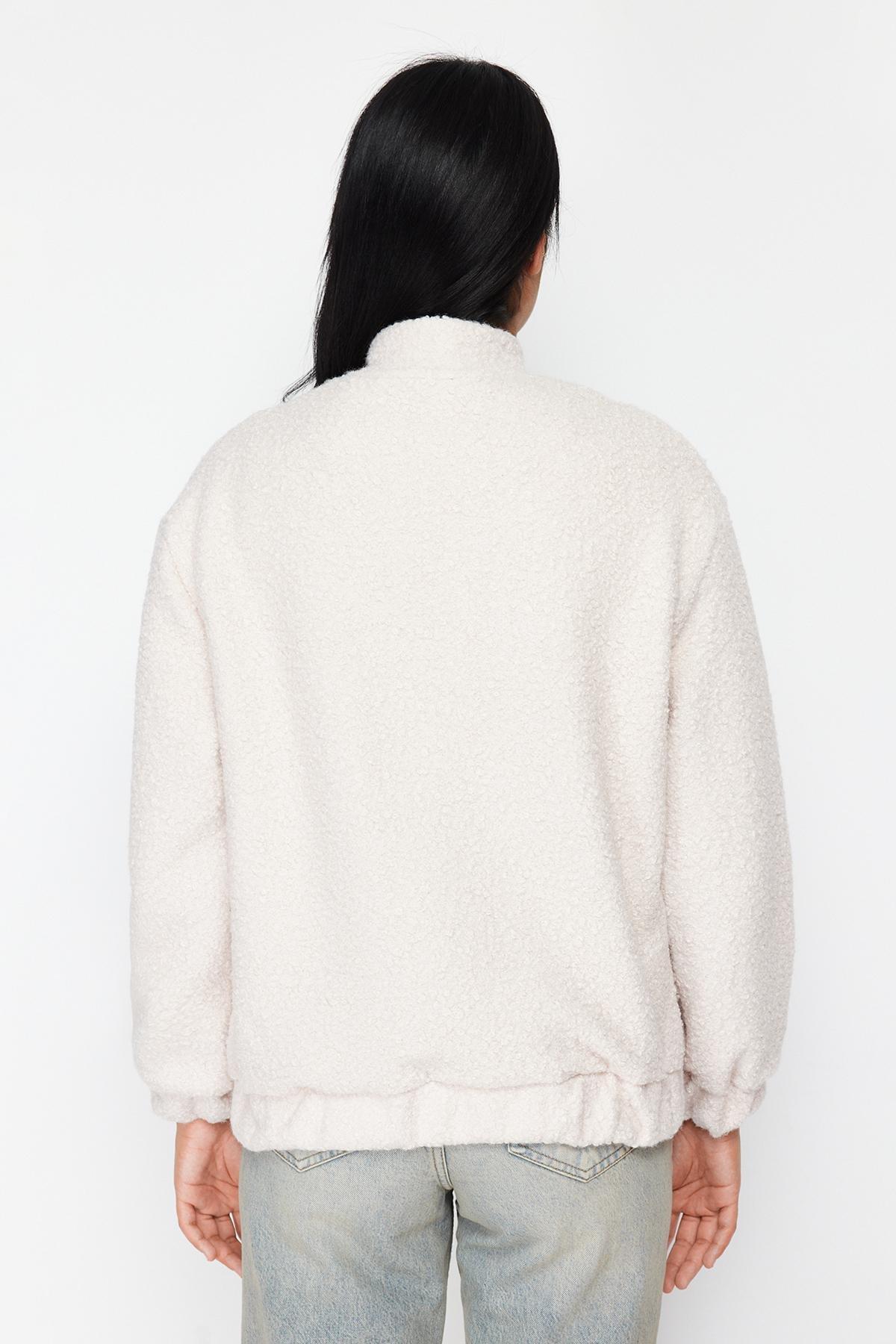 Ecru Oversize Boucle Coat, , large image number 4