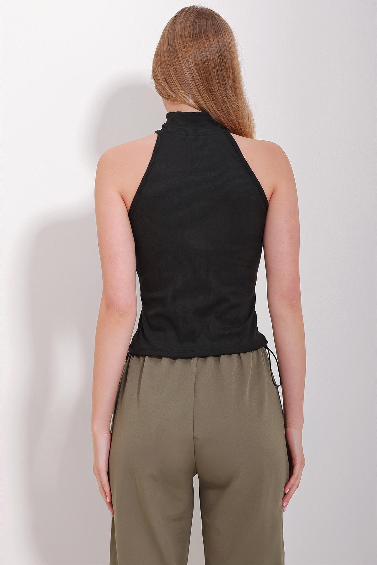 Black High Neck Blouse, BLACK, large image number 4