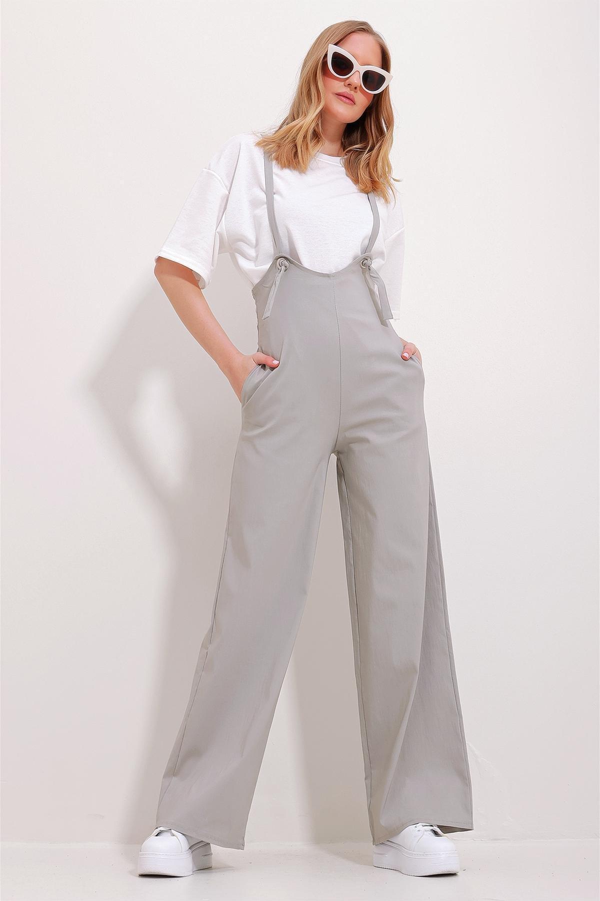 Beige Strap Lycra Overalls Jumpsuit, , large image number 2