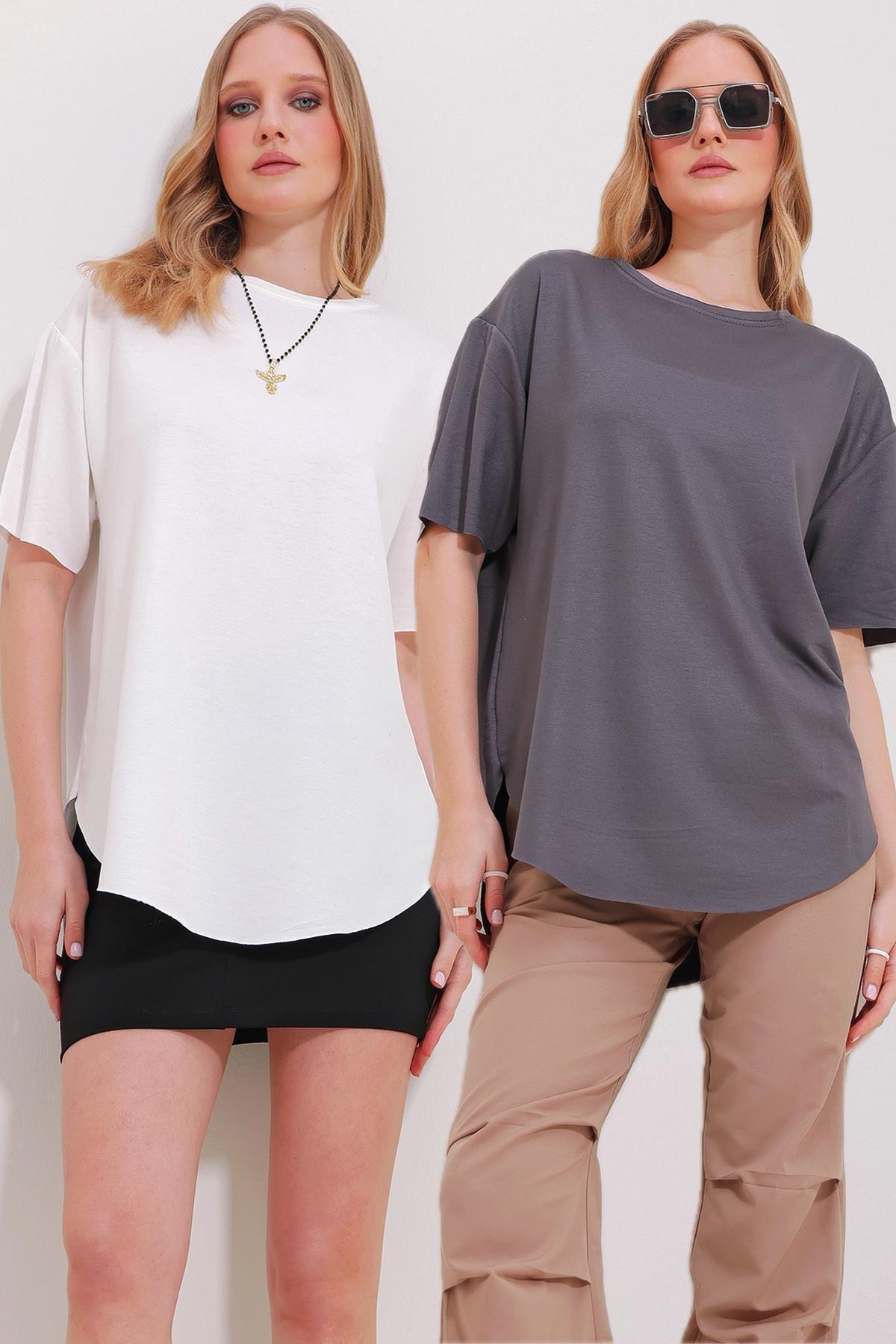 Multicolour Crew Neck Mom Embroidered T-Shirt, Set Of 2, C101_3872, large image number 0