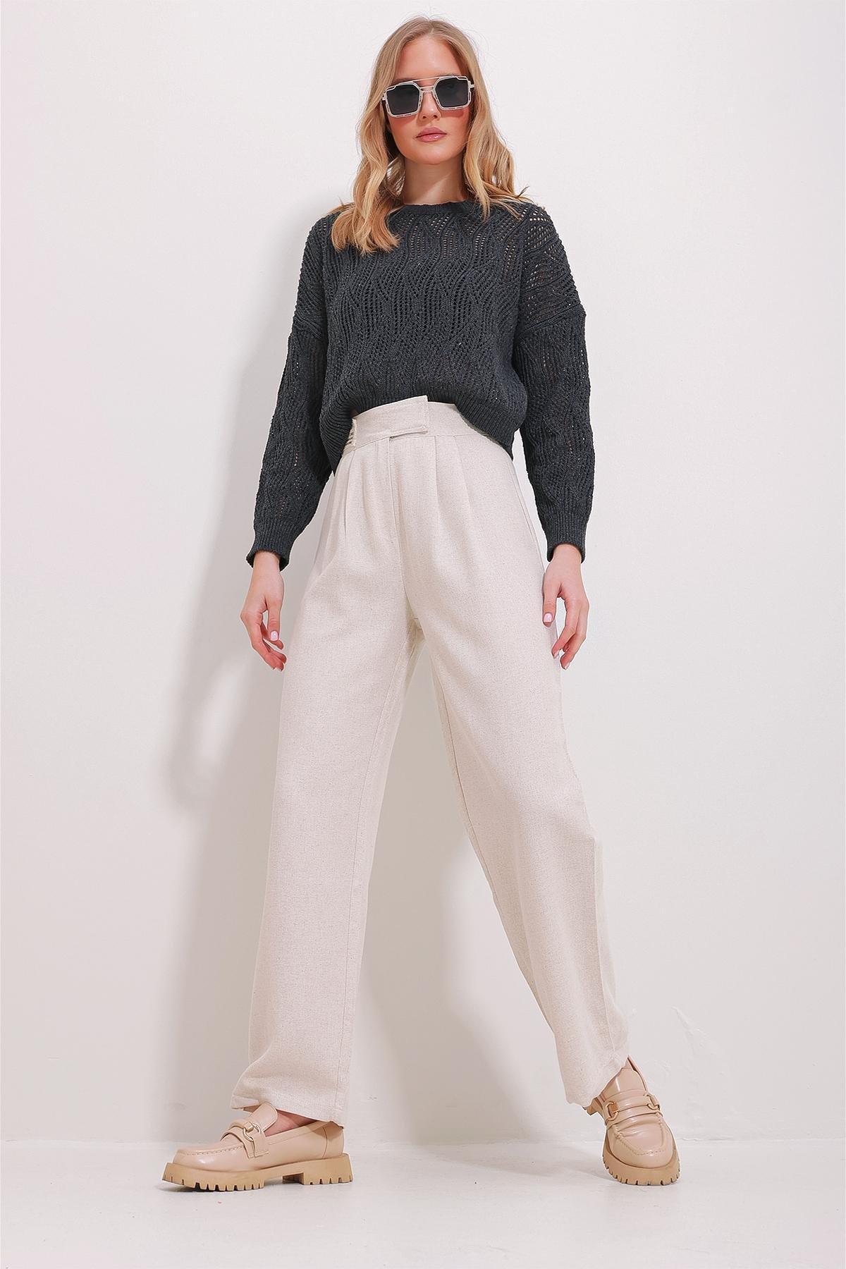 Beige Turn-On Palazzo Trousers, , large image number 2