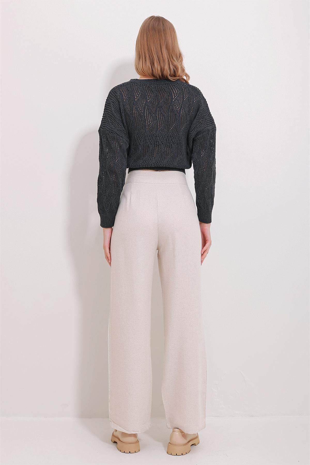 Beige Turn-On Palazzo Trousers, , large image number 5