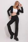 Alacati - Womens Black Lycra Knitted Crop Cardigan And Palazzo Pants Suit ALC-X11526, 2 x