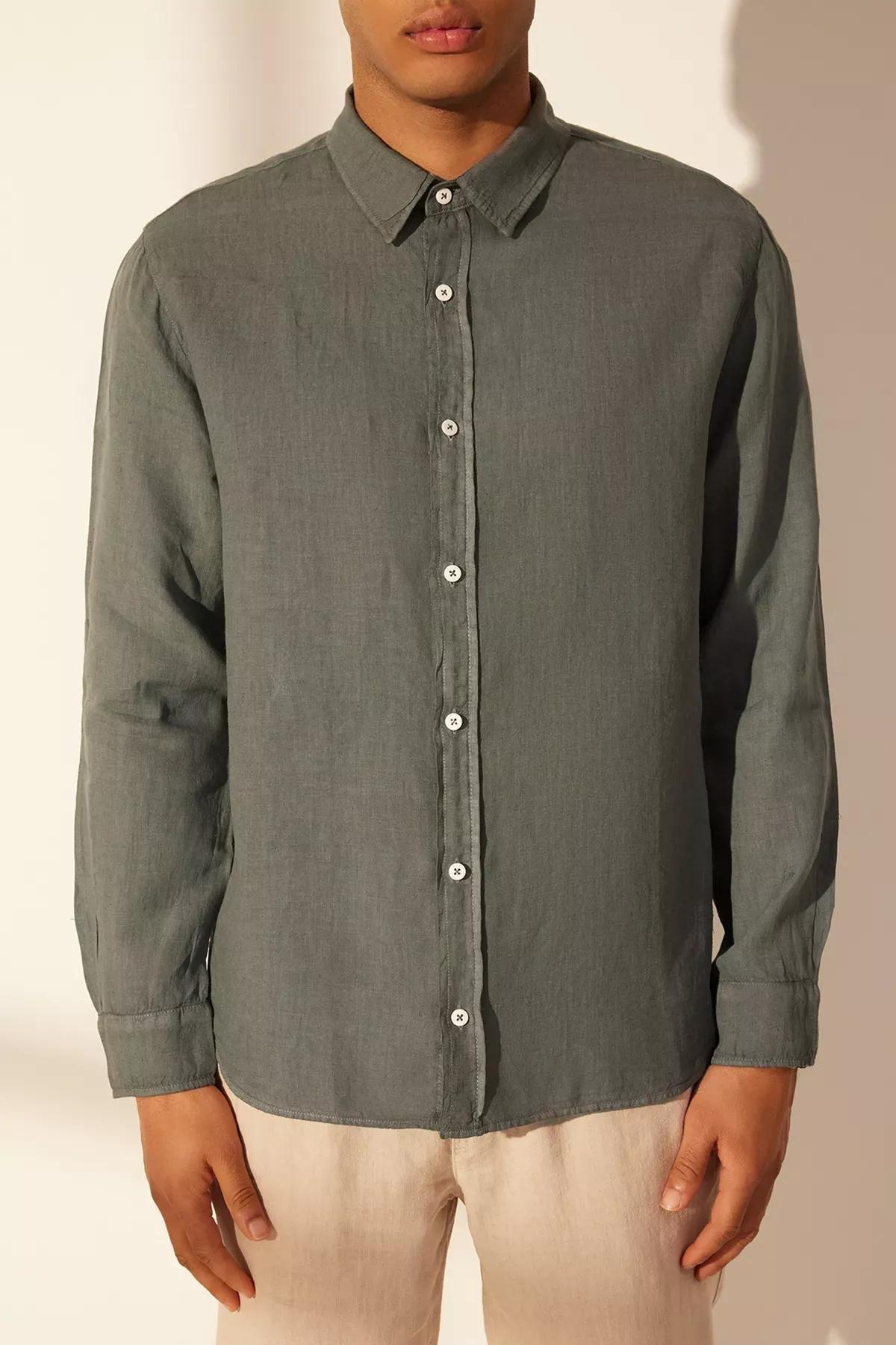 Grey Linen Shirt, , large image number 3