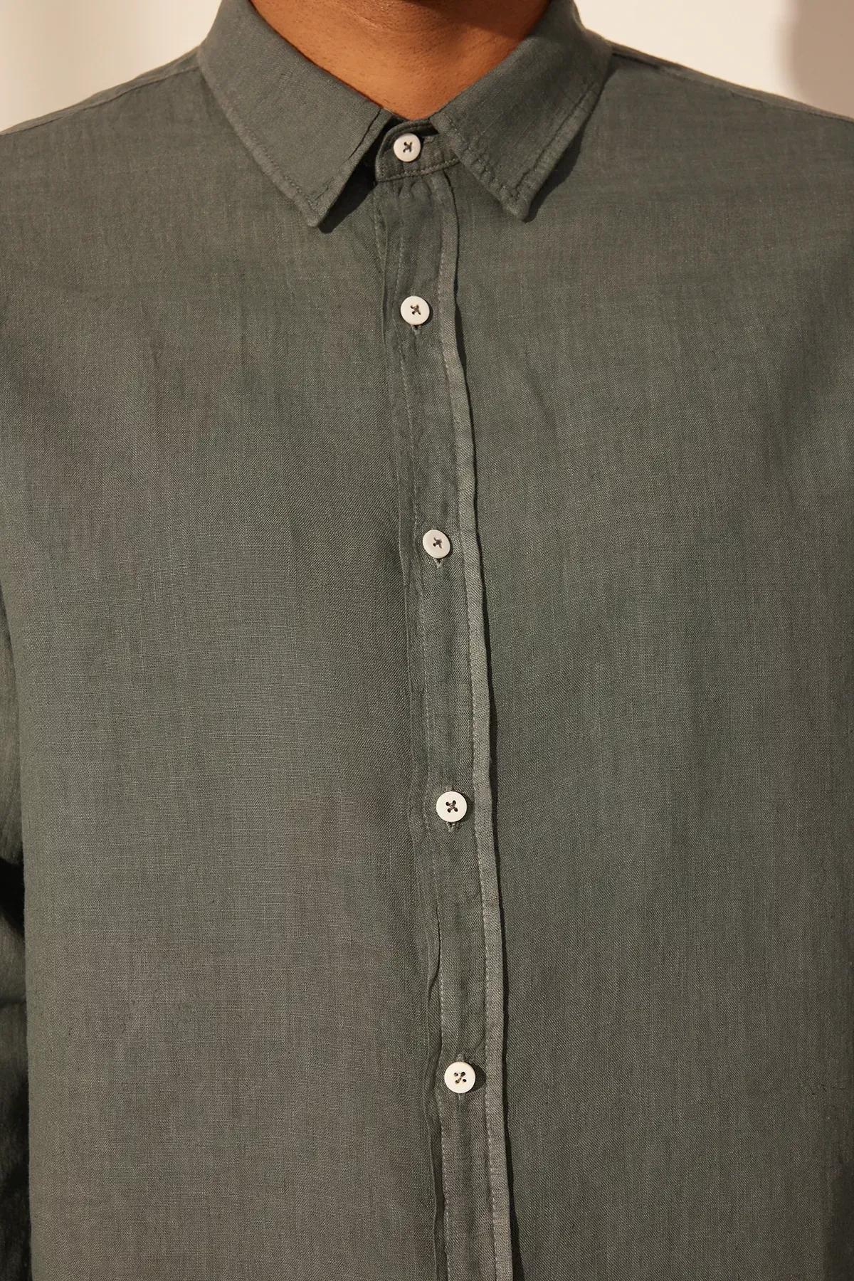 Grey Linen Shirt, , large image number 4