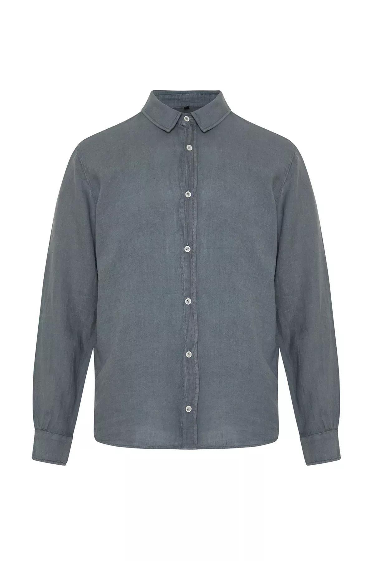 Grey Linen Shirt, , large image number 5