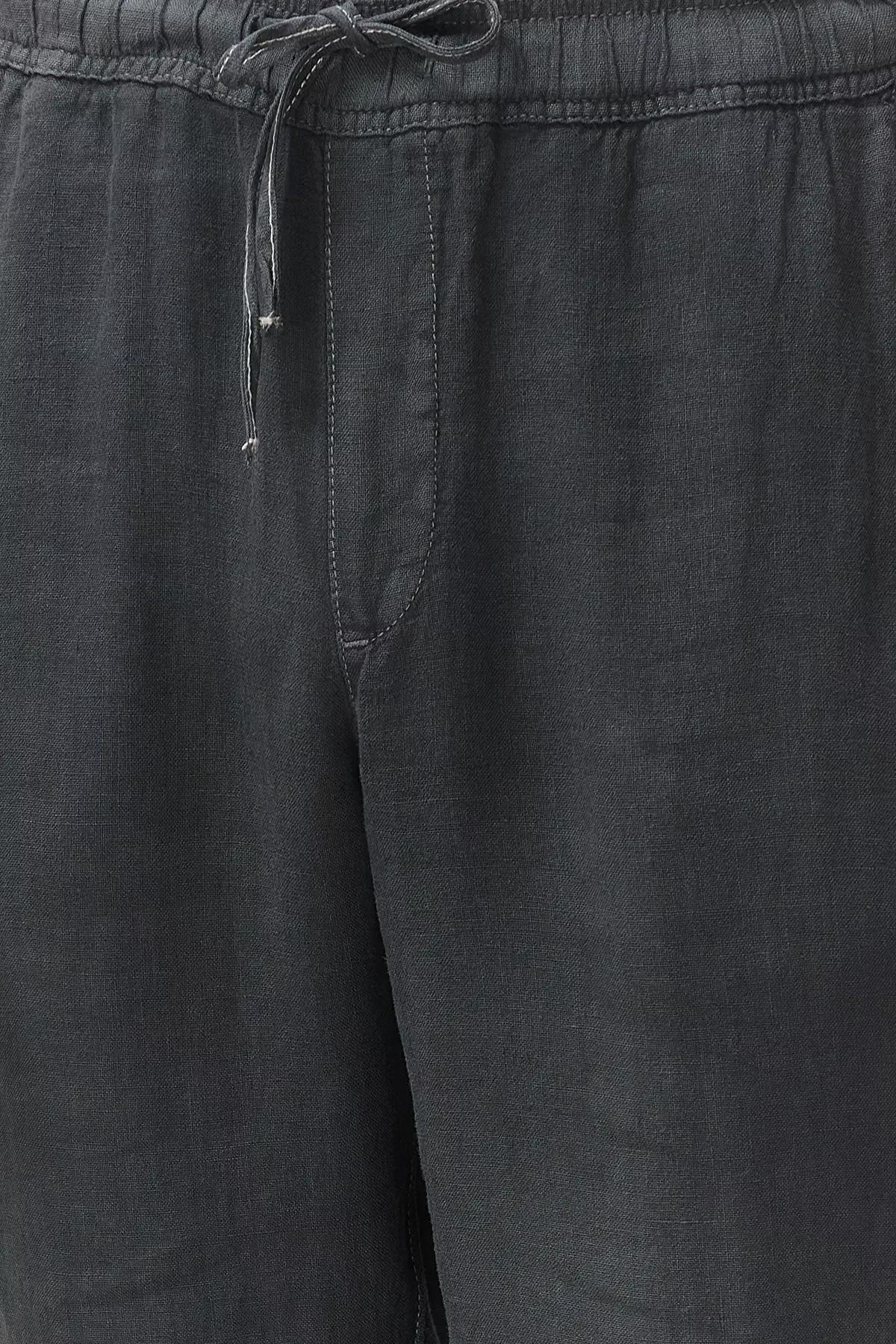 Grey Linen Straight Trousers, , large image number 4