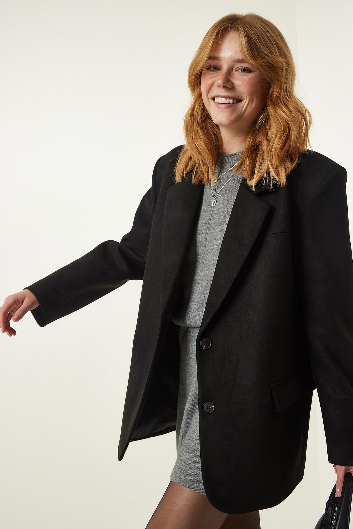 Happiness Istanbul - Black Suede Blazer Jacket