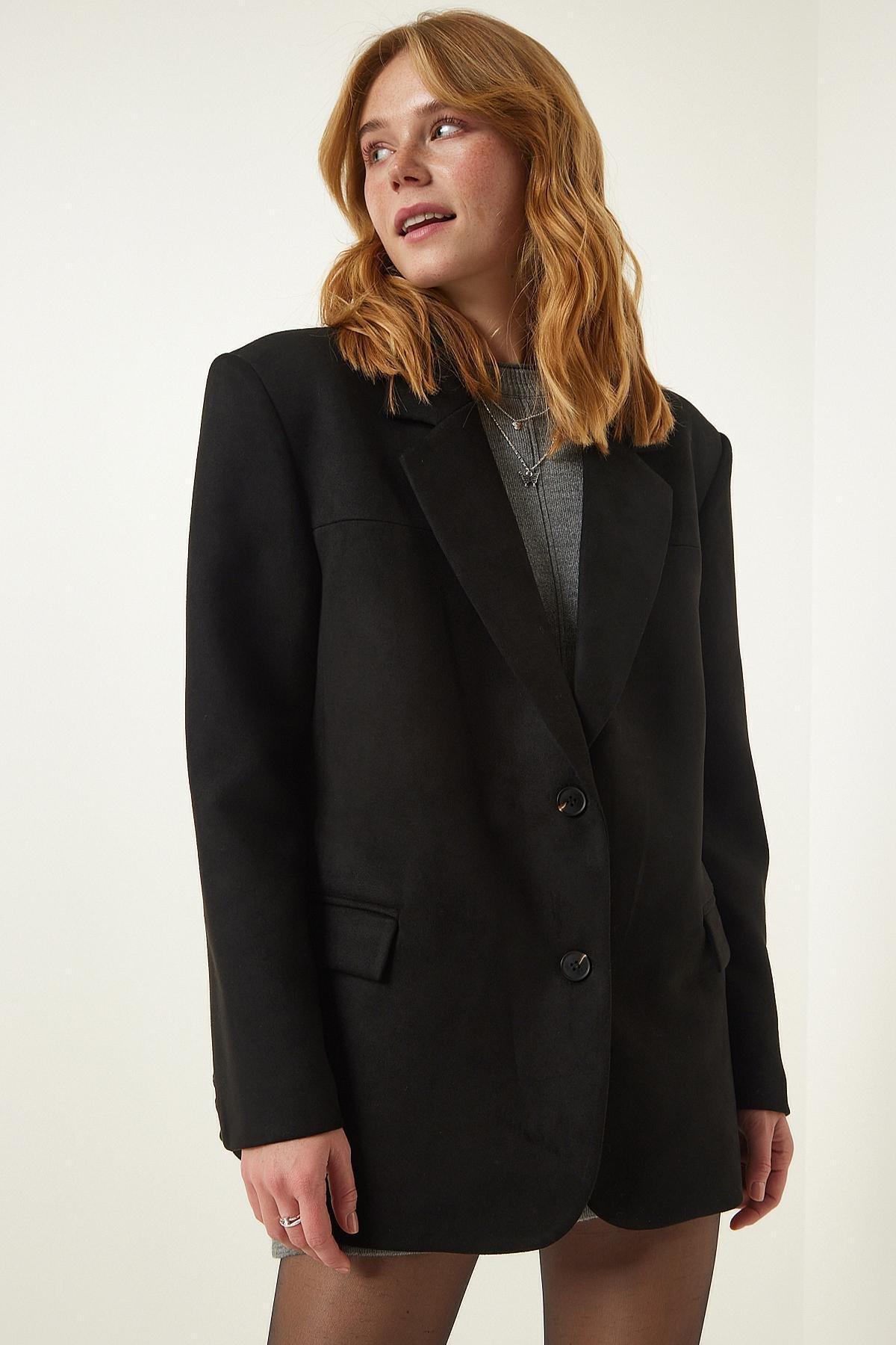 Happiness Istanbul - Black Suede Blazer Jacket