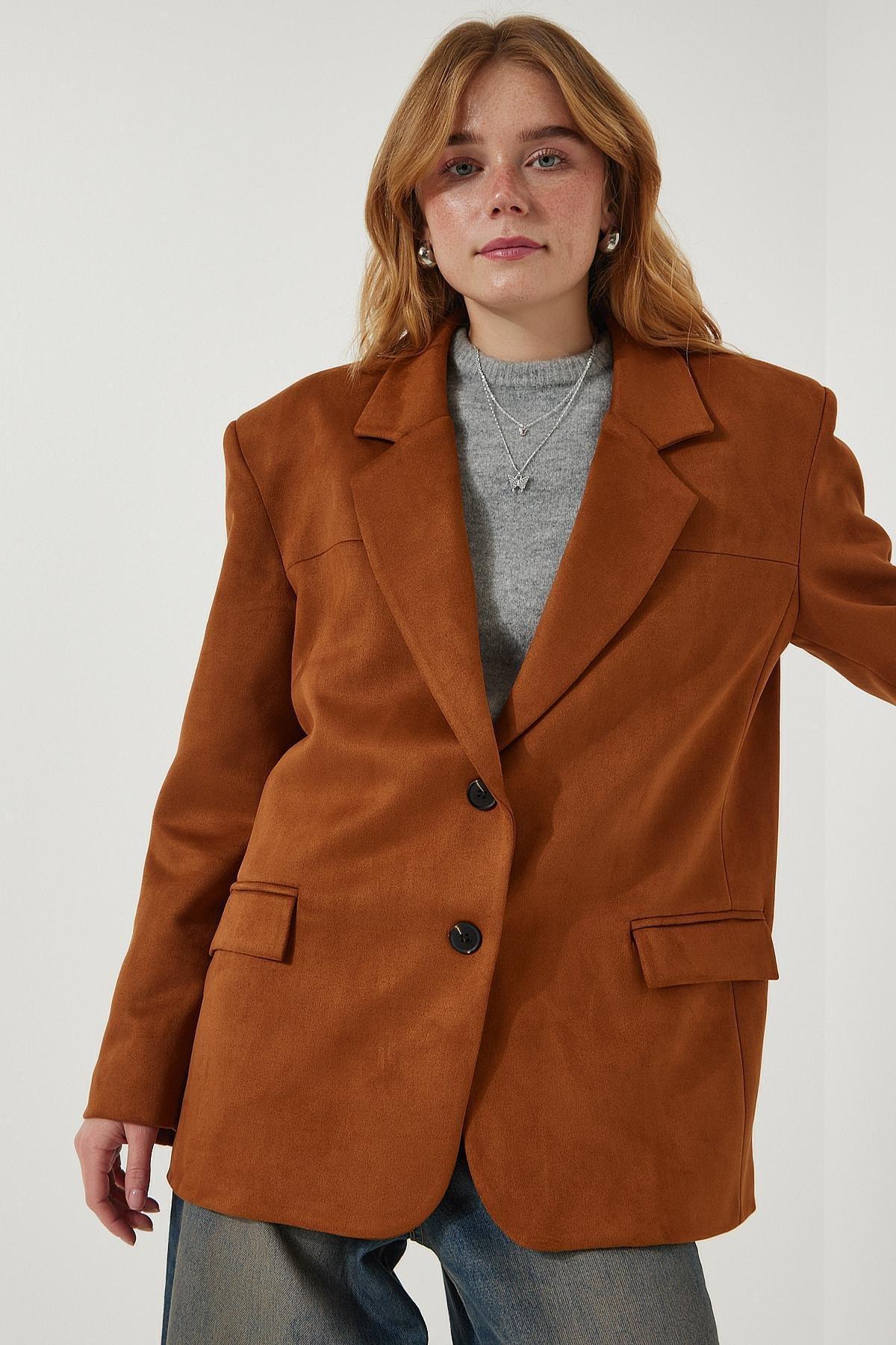 Brown Suede Blazer Jacket, , large image number 0