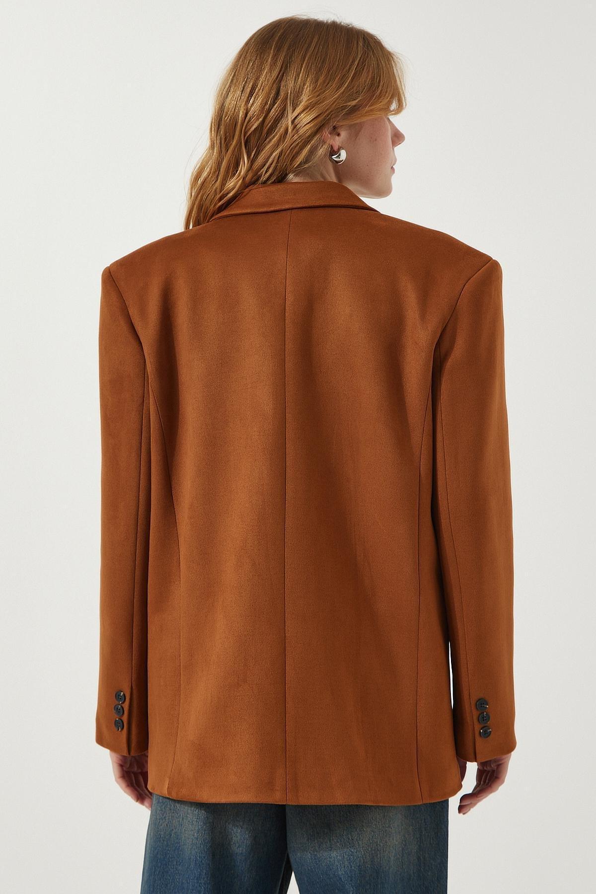 Brown Suede Blazer Jacket, , large image number 4