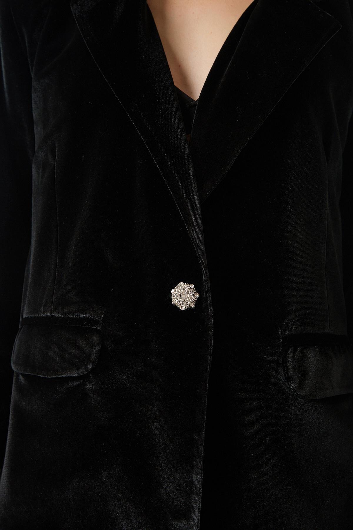 Black Velvet Blazer Jacket, , large image number 3