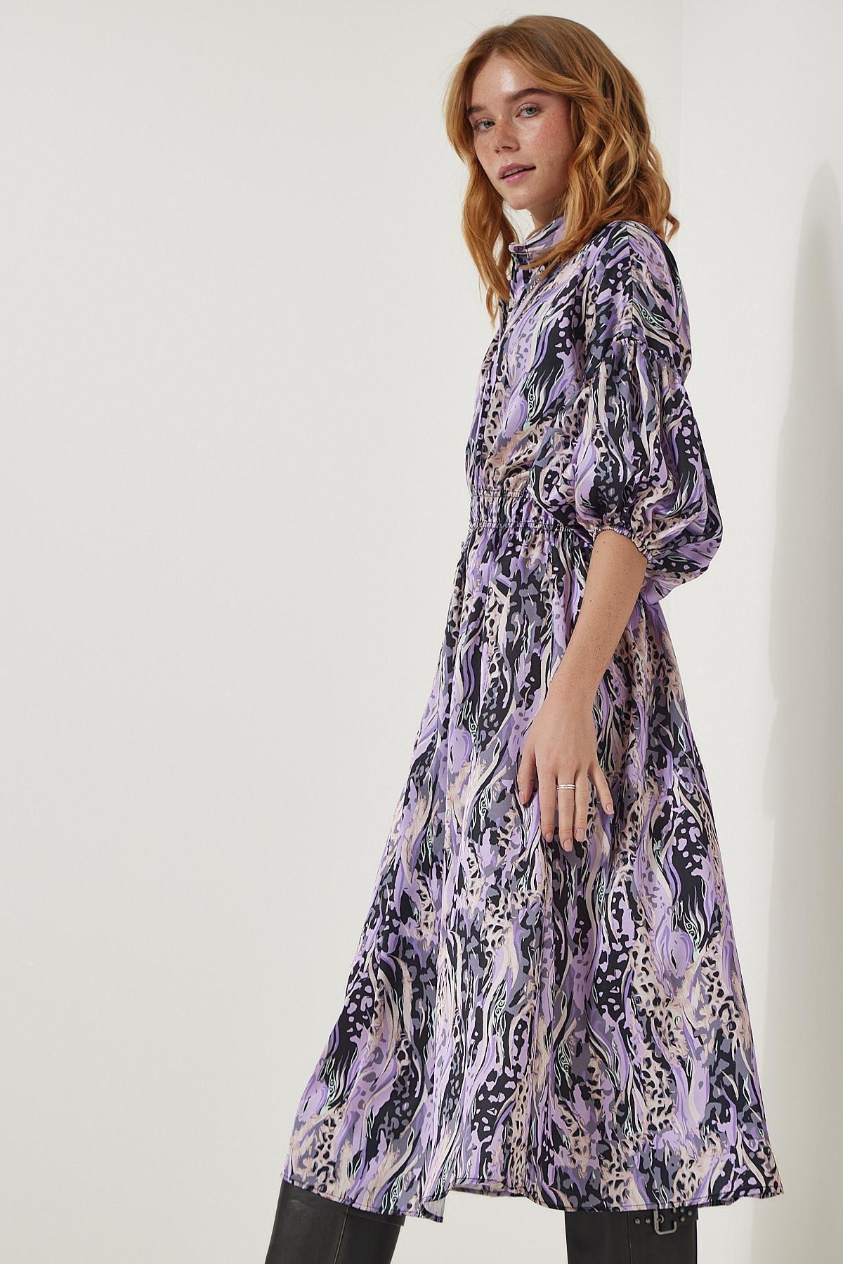 Purple Patterned Dress, , large image number 1