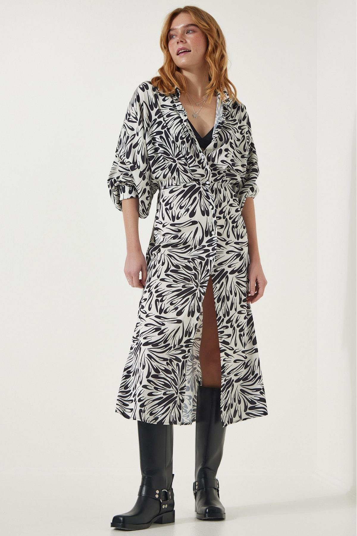 Multicolour Patterned Buttoned Dress, C101_1458, large image number 0