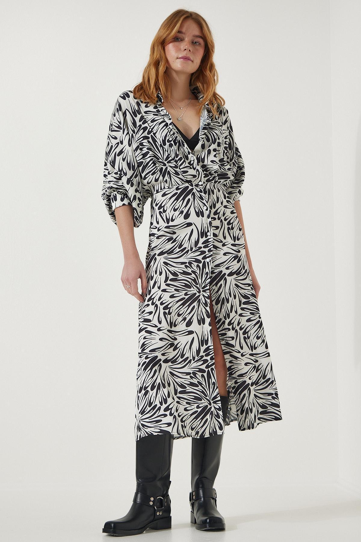 Multicolour Patterned Buttoned Dress, C101_1458, large image number 1