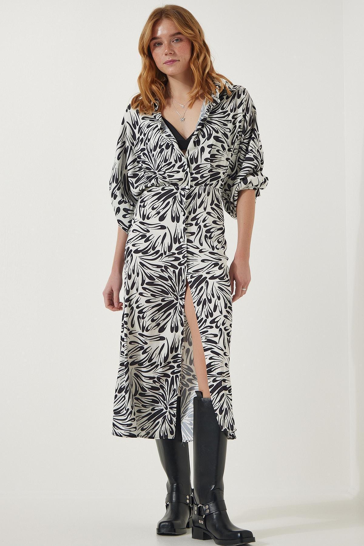 Multicolour Patterned Buttoned Dress, C101_1458, large image number 2