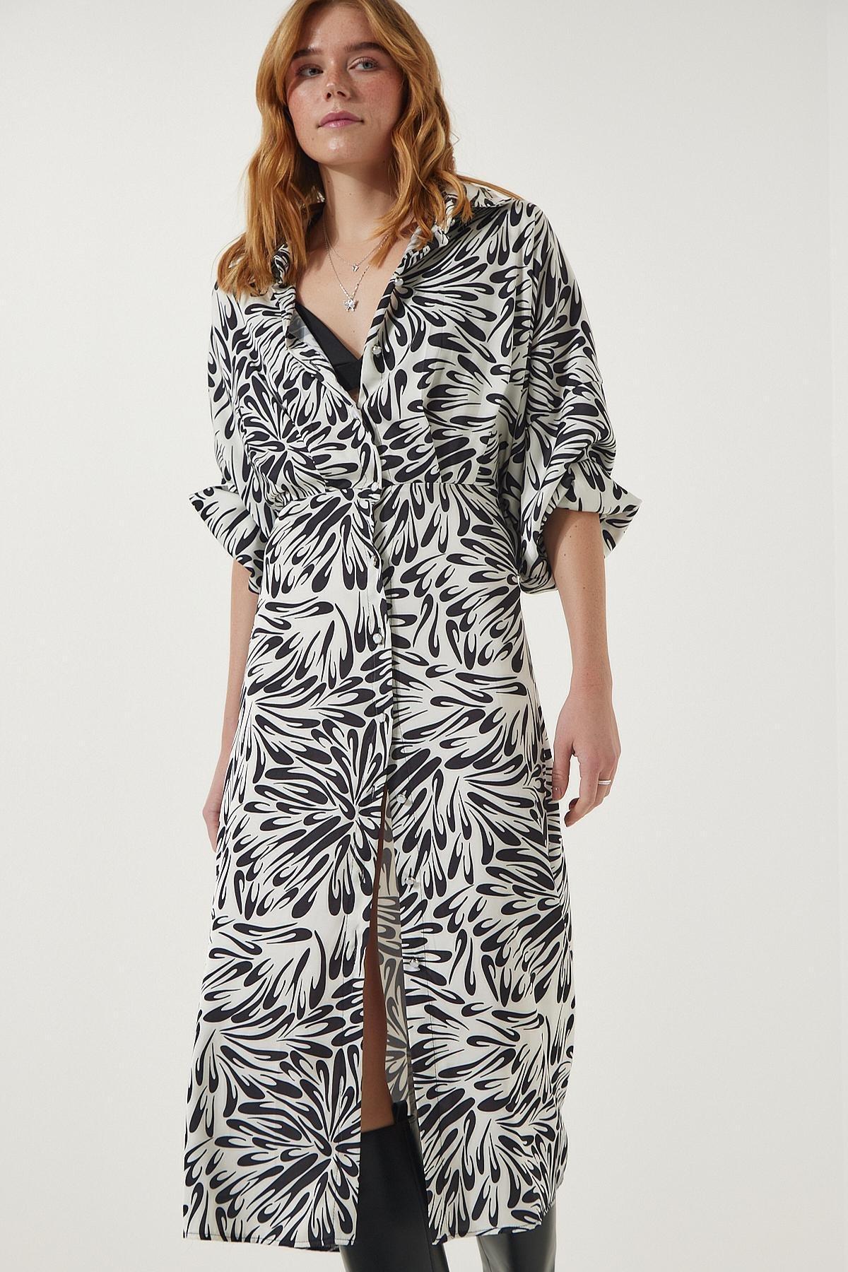 Multicolour Patterned Buttoned Dress, C101_1458, large image number 3