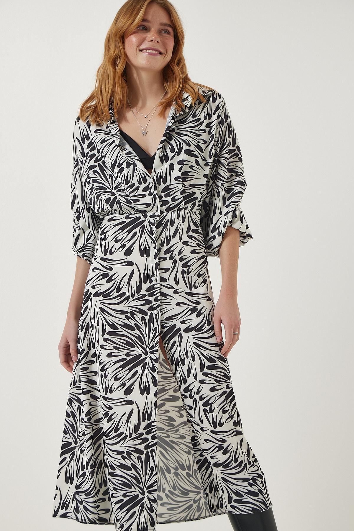 Multicolour Patterned Buttoned Dress, C101_1458, large image number 4