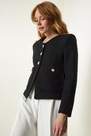 Happiness - Womens Black Wide Pocket Stylish Woven Jacket OH00055, Einzeln