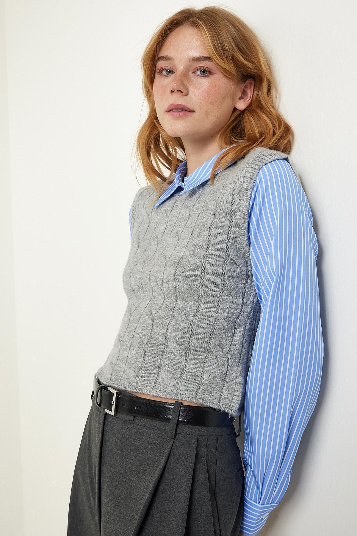 Multicolour Collared Sweater Striped Shirt, , large image number 0