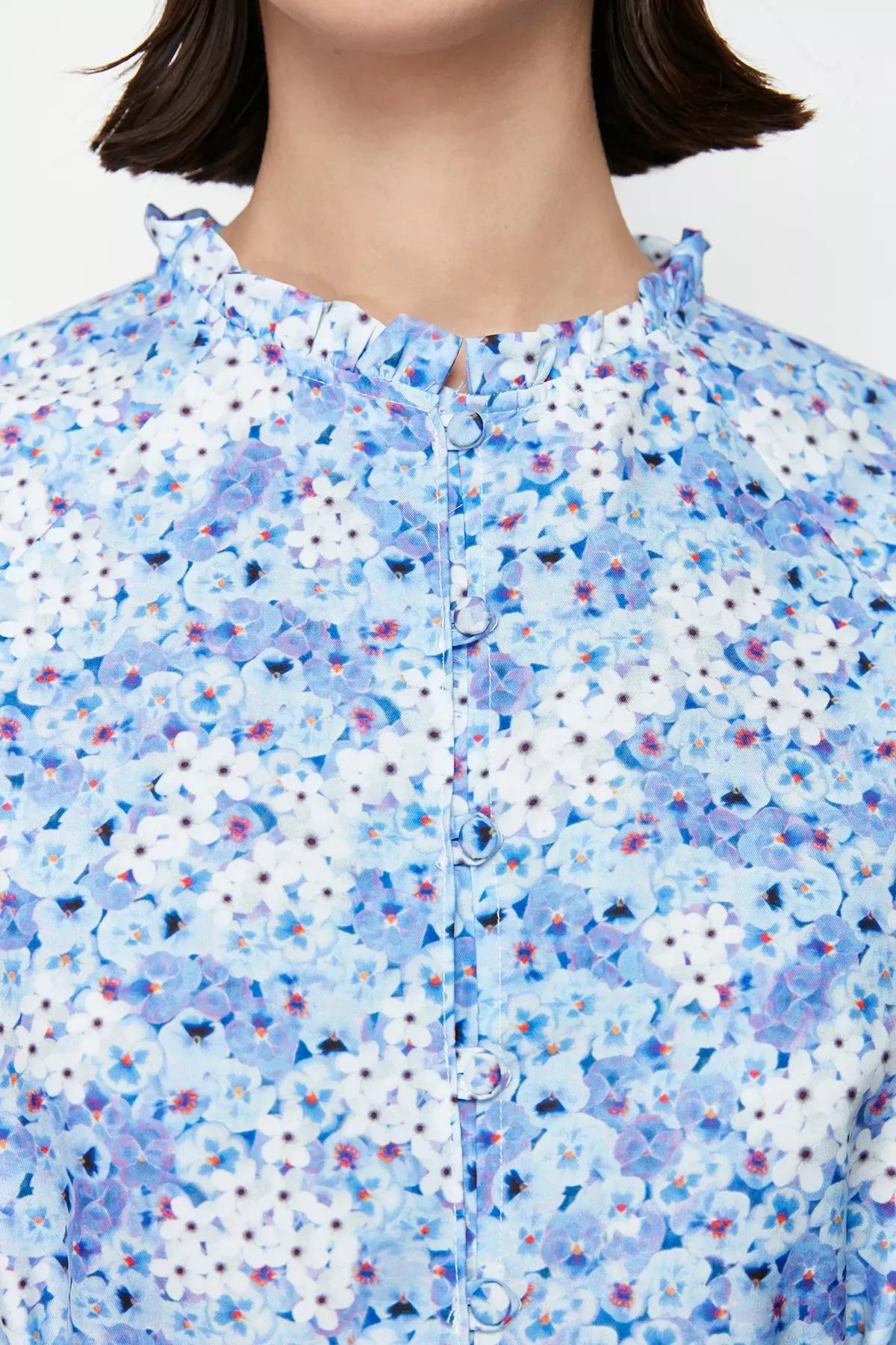 Blue Floral Woven Tunic, LIGHT BLUE, large image number 4