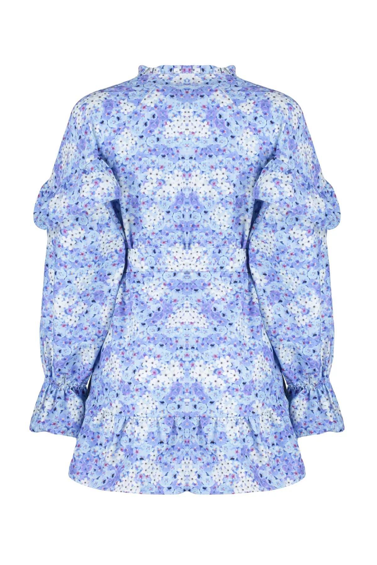 Blue Floral Woven Tunic, , large image number 6