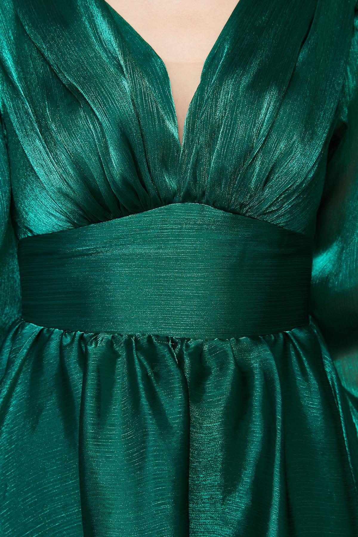 Green Tulle Long Elegant Evening Dress, , large image number 4