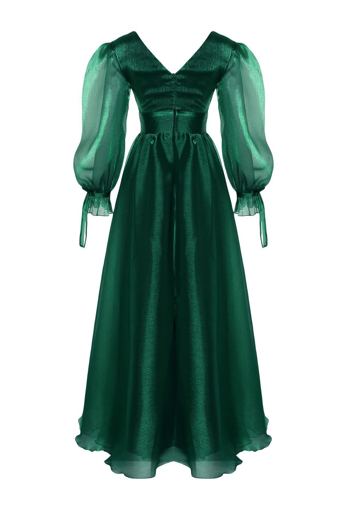 Green Tulle Long Elegant Evening Dress, , large image number 6