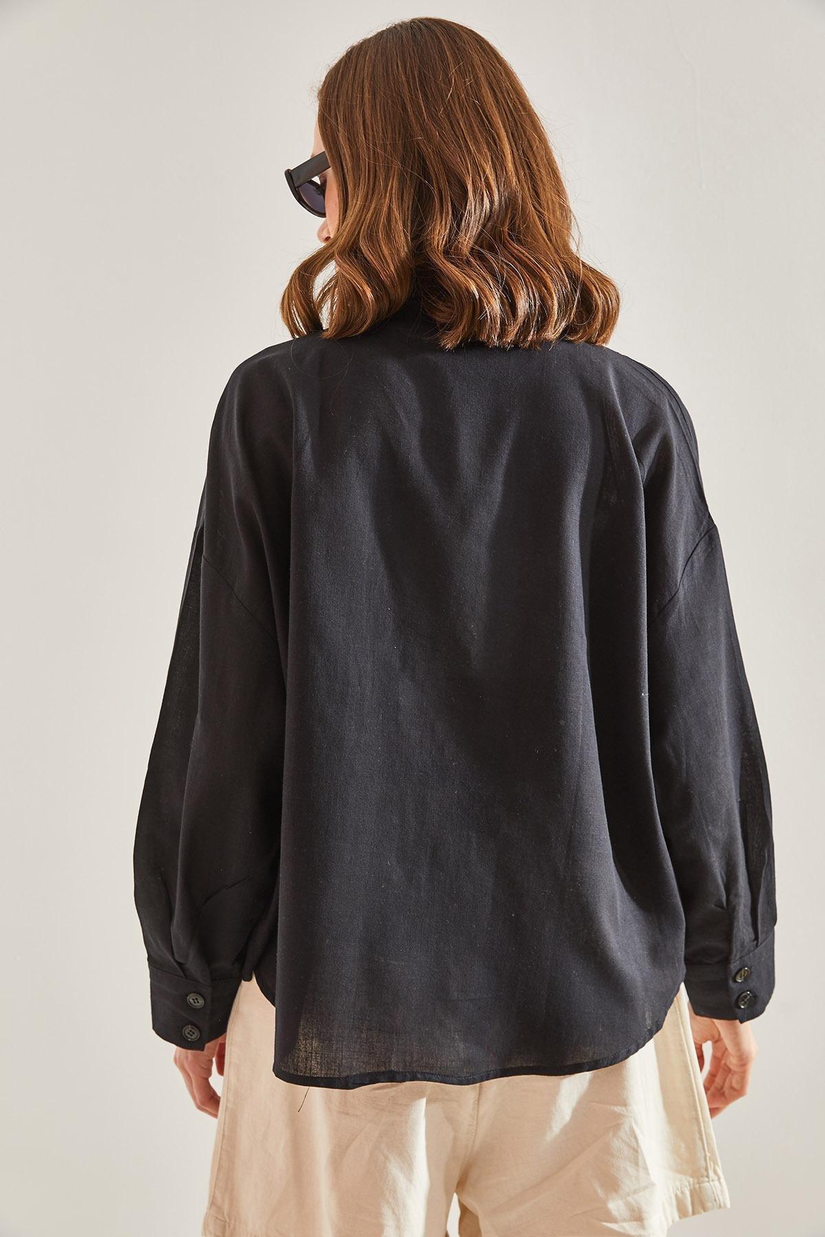 Black Embroidery Detailed Shirt, C101_30, large image number 3
