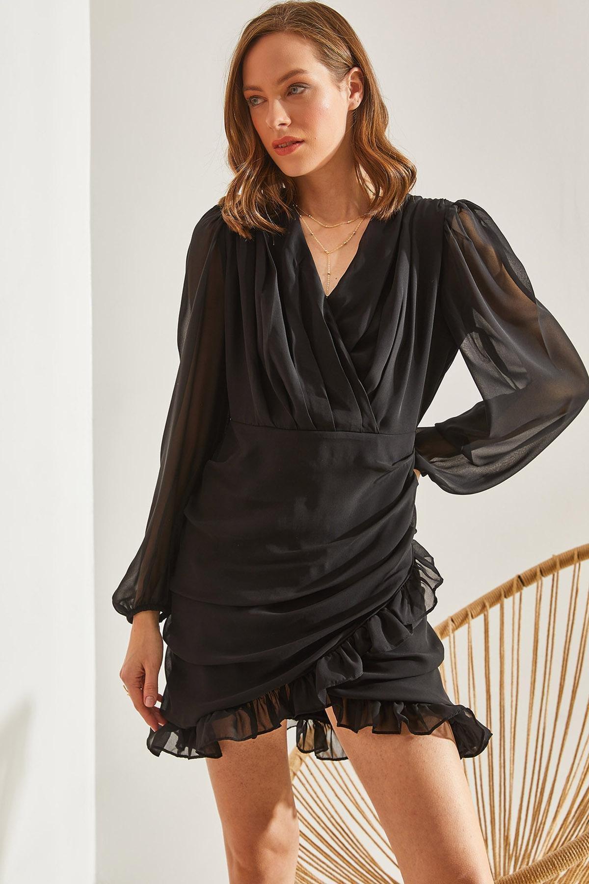 Black Tulle Detailed Dress, , large image number 1