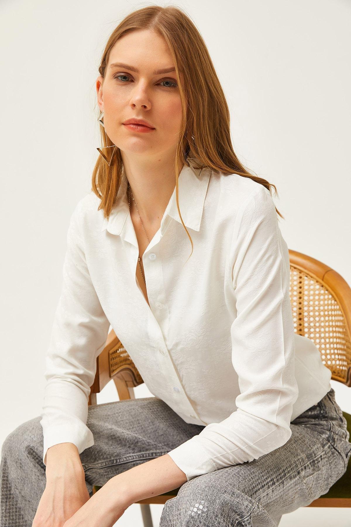 Beige Floral Jacquard Woven Shirt, C101_5181, large image number 0