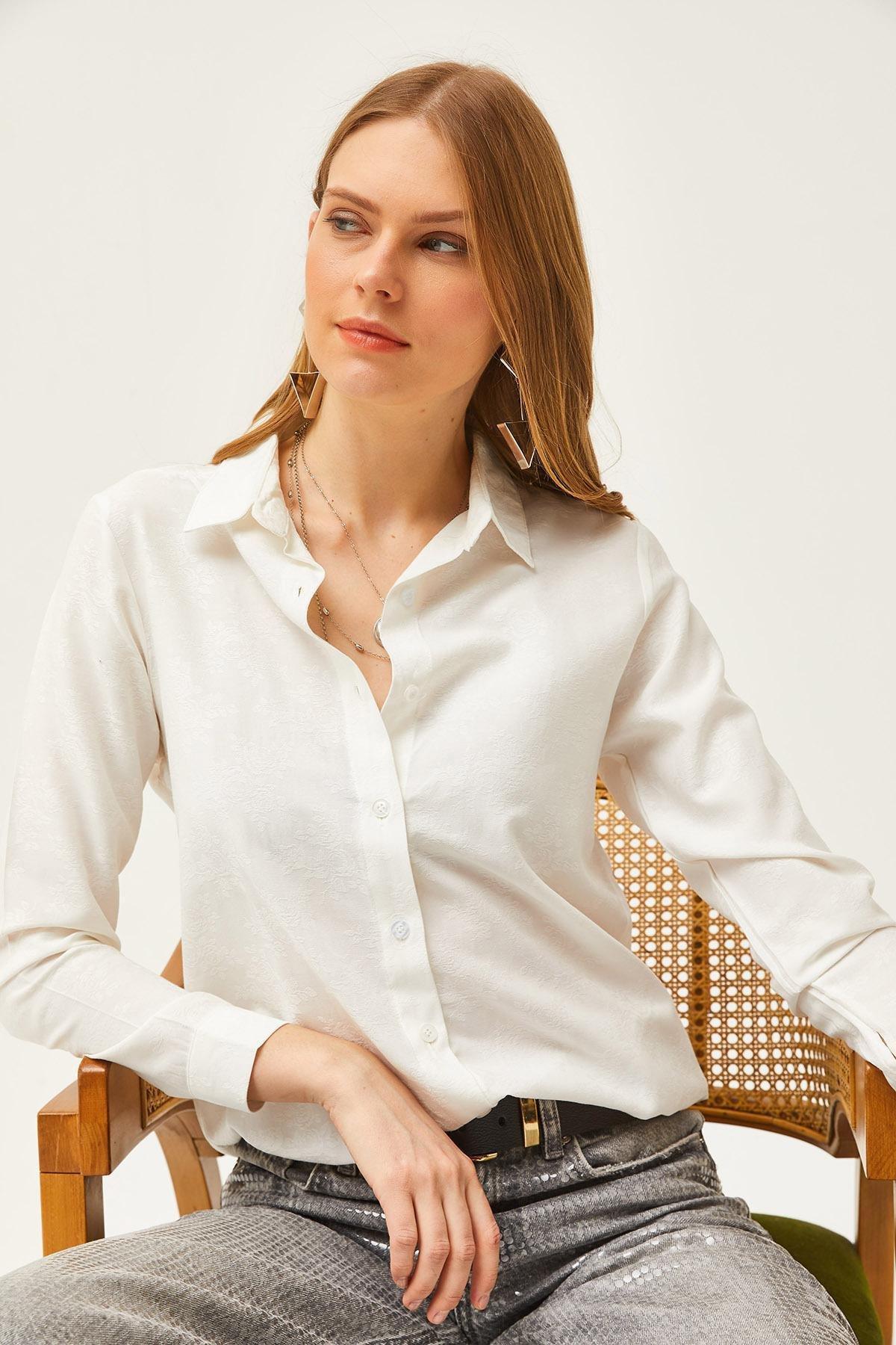 Beige Floral Jacquard Woven Shirt, C101_5181, large image number 3