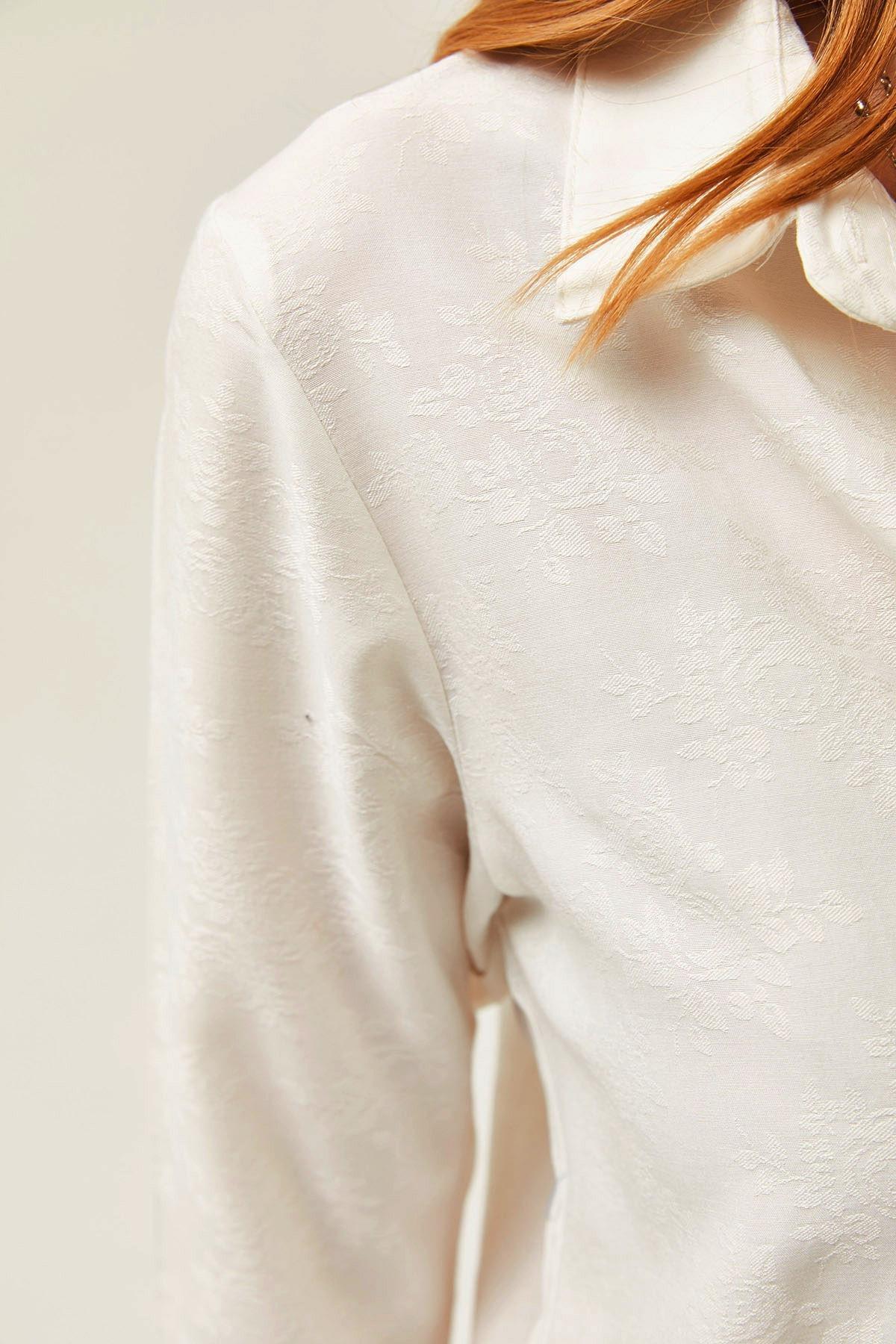 Beige Floral Jacquard Woven Shirt, C101_5181, large image number 5
