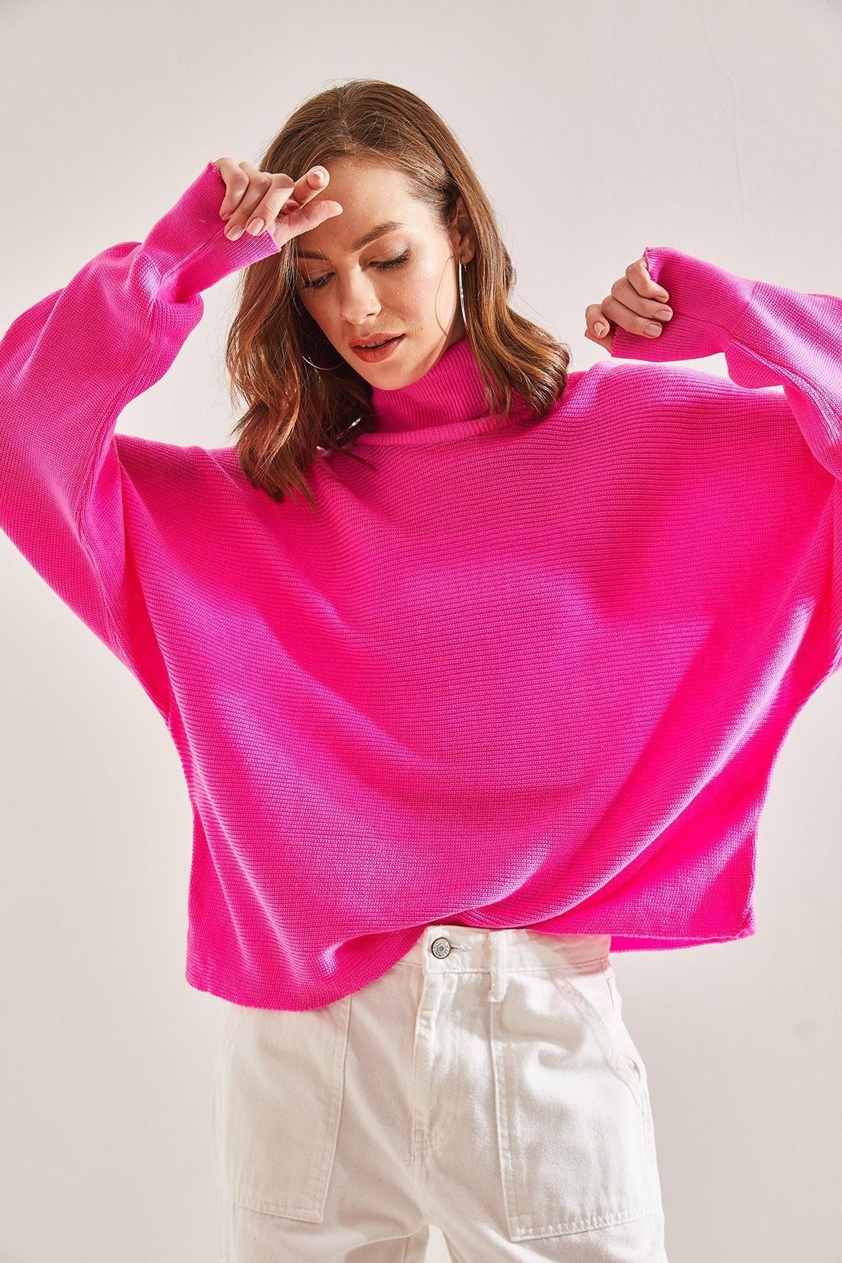 Pink Turtleneck Knitwear Sweater, , large image number 5