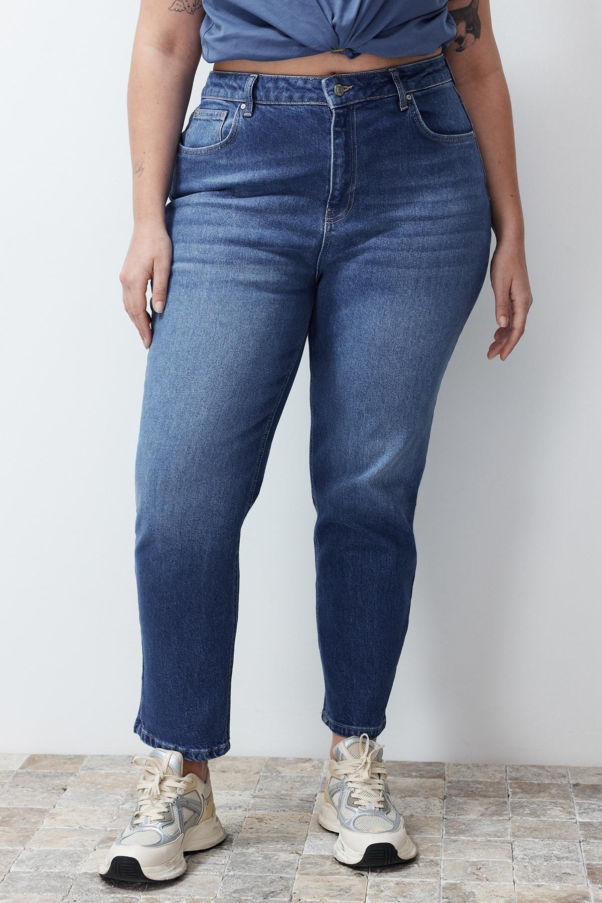 Blue High Waist Slim Mom Jeans, C101_5645, large image number 5