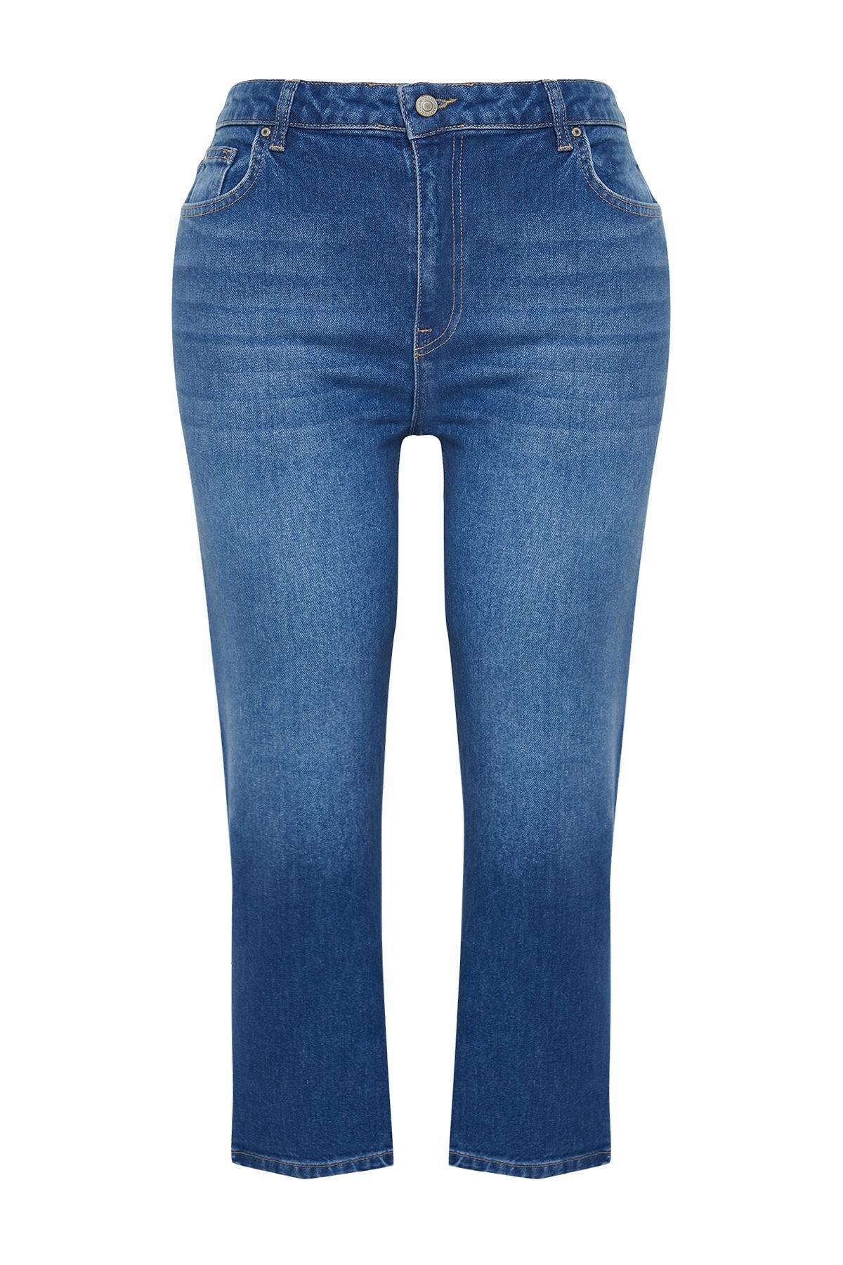 Blue High Waist Slim Mom Jeans, C101_5645, large image number 6