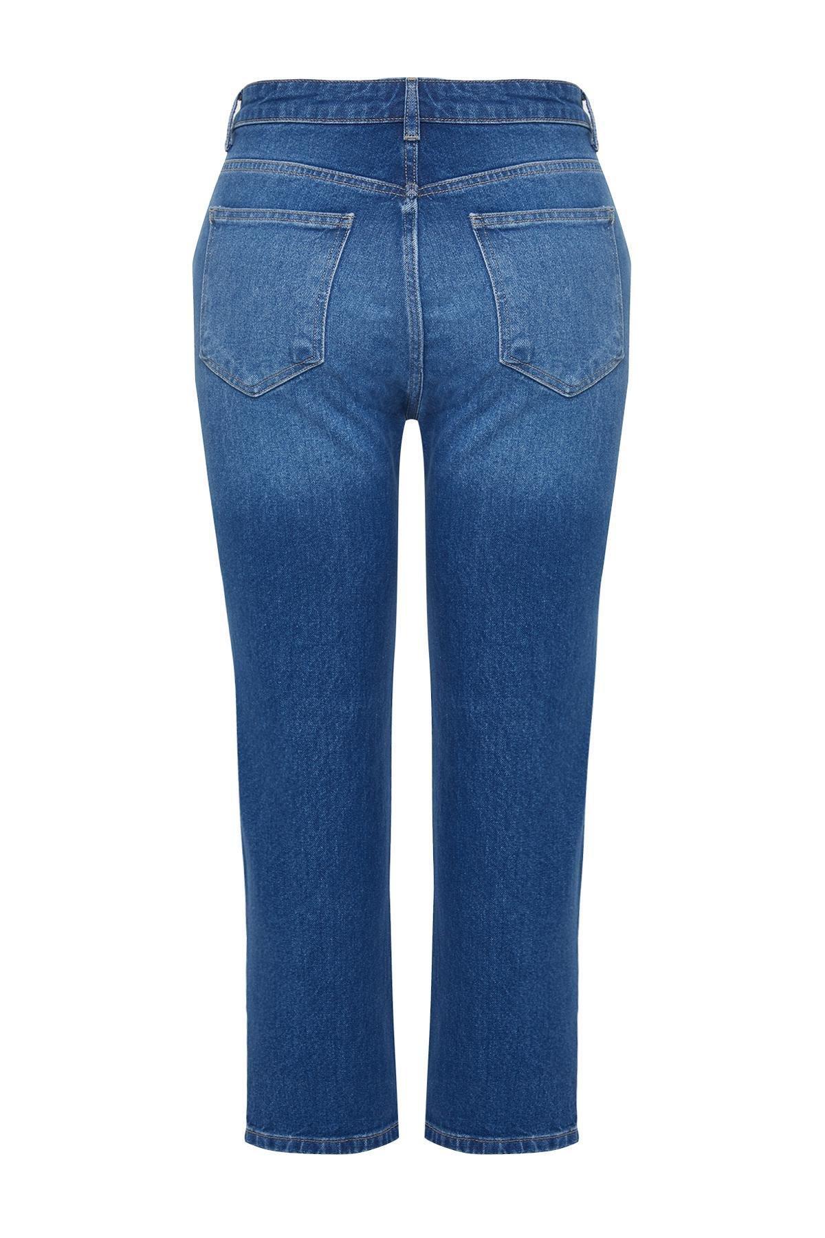 Blue High Waist Slim Mom Jeans, C101_5645, large image number 7
