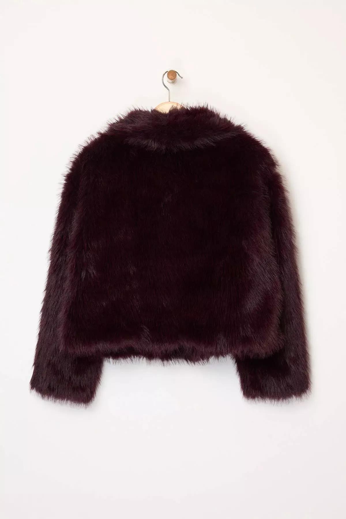 Red Pattern Fur Coat, Burgundy, large image number 7