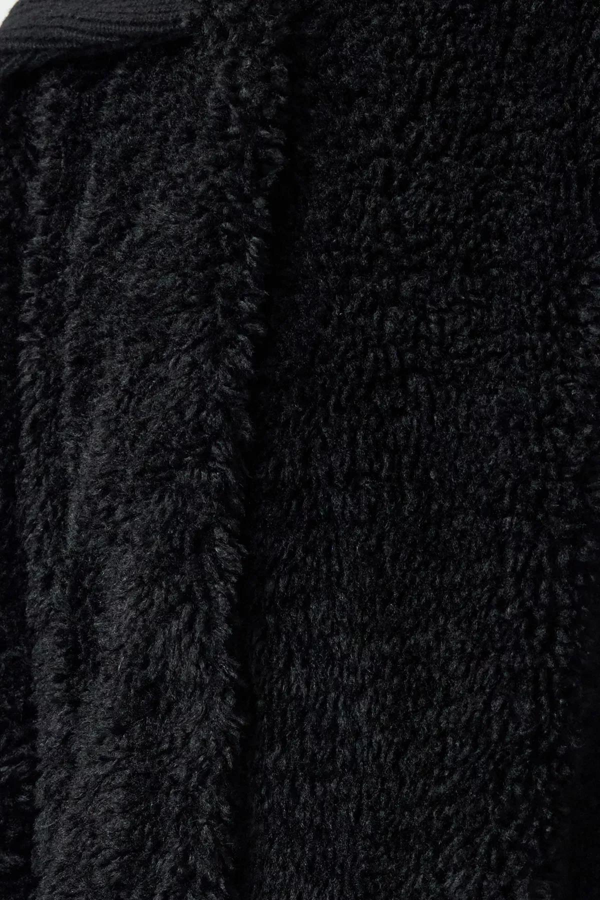 Black Oversize Plush Coat, , large image number 3