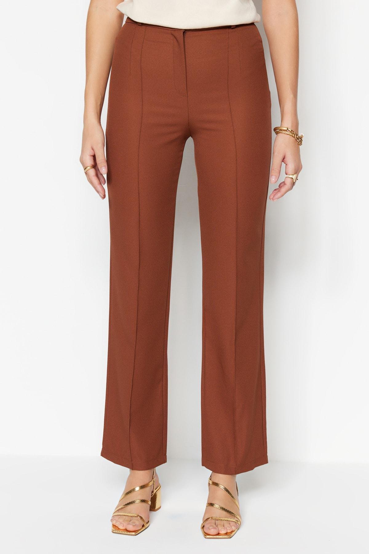 Brown High Waist Wide Leg Pants, , large image number 2